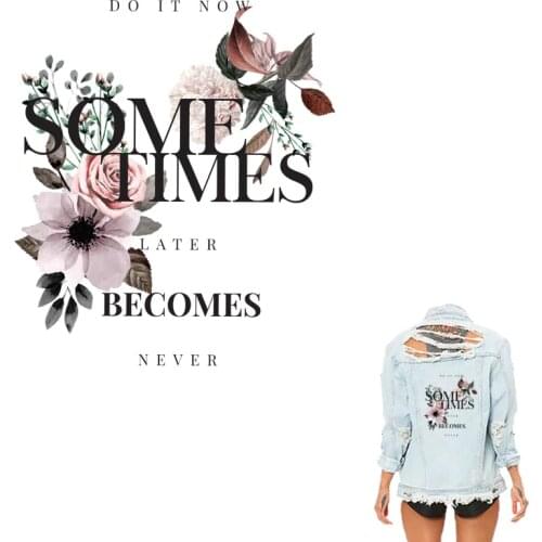 COSBILL New Fashion Flower Letter Patches Applique For Clothes Women T-shirt DIY Washable Stripes Iron On Transfer Accessory 198