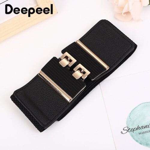 Deepeel 1pc 6*60-80cm Balck Elastic Belts for Woman Fashion Waist Corset Wide Female Decorative Cummerbunds Clothing Accessory
