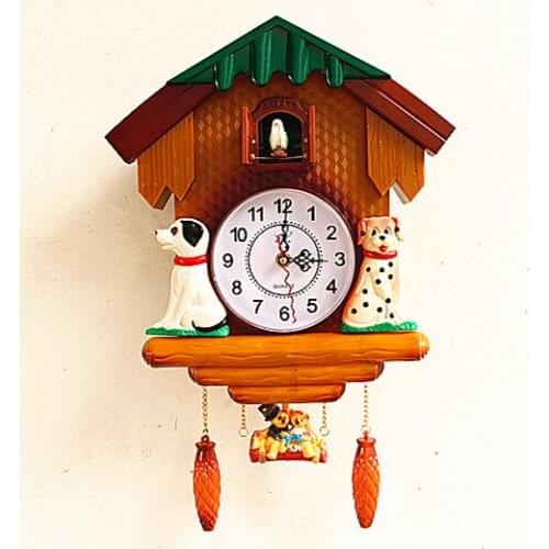 Crafts Arts Home decoration Cuckoo cuckoo clock cartoon creative clock children room living room living room room lying mute qua