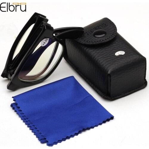 Elbru Foldable Reading Glasses Men Women Folding Presbyopia Spectacles Vintage Eyewear With Case Diopters+1+1.5+2+2.5+3+3.5+4