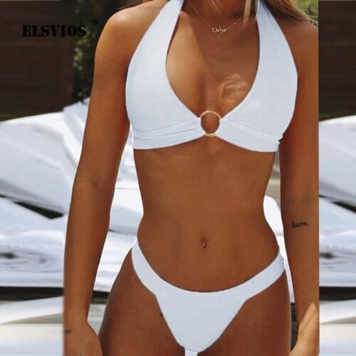 ELSVIOS Bikini Push Up Swimsuit Brazilian Swimwear Women 2019 Sexy Steel Ring Strapless Bikini Set Low Waist Bathing Set Biquini