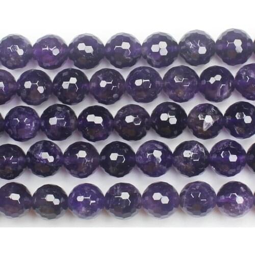 6-12mm Faceted Natural Amethyst Round Beads 15inch ,Wholesale For DIY Jewellery Free Shipping
