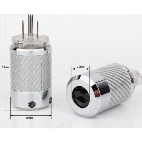 Hifi Carbon Fiber Rhodium Plated With gasket European standard AC Power IEC Female Plug DIY Mains Power Cable Connector