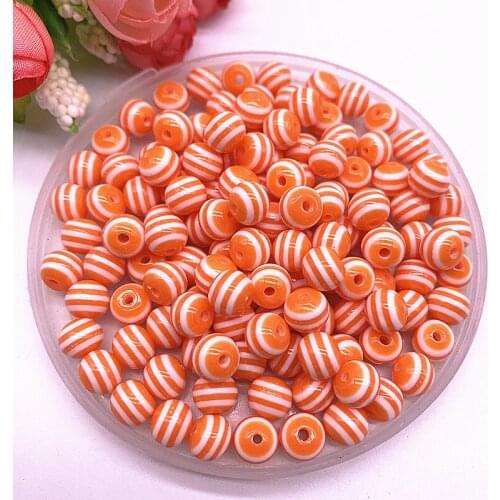 6/8/10/12mm Round Resin Beads Stripe Spacer Beads for Jewelry Making Children Handcraft Department DIY Bracelet Accessories #05