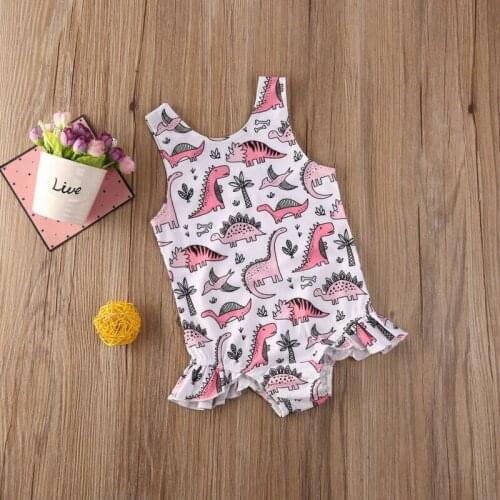 Cartoon Newborn Kids Baby Girl Dinosaur Swimsuit Swimwear Bikini Bathing Suit 1-5Y