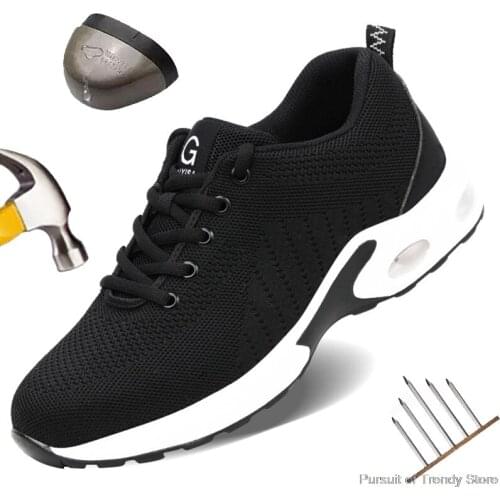 Summer Steel Toe Work Shoes Men Puncture Proof Safety Shoes Man Light Industrial Casual Shoes Male Workplace Safety Work Boots