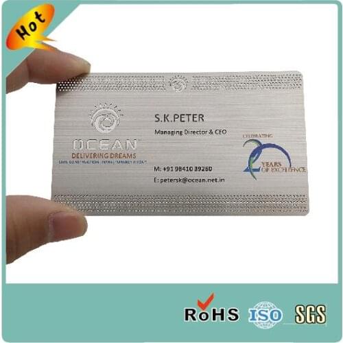 Stainless steel metal cards brushed silver business cards free sample