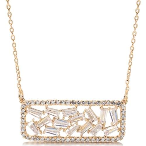 Kinel Fashion Square Natural Zircon Necklace For Women 585 Rose Gold Bride Wedding Accessories High Quality Daily Fine Jewelry