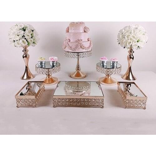 3pcs-9pcs Mirrored Surface Cake Stand Dessert Cupcake Serving Dish Rack Tray for Party