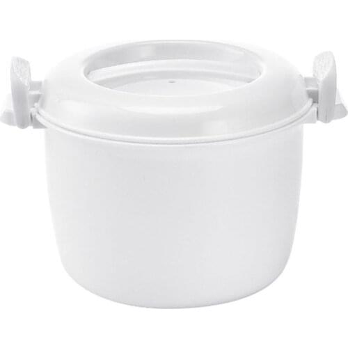 Microwave Rice Cooker with Handle, BPA Free, Easy-To-Use Steamer Container Rice Cooker Cup Cookware, White, 14 / 15.5cm Diameter