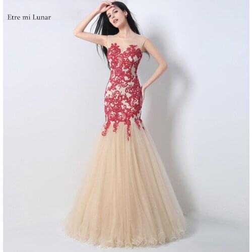 2021 Dubai Luxurious Evening Dresses Mermaid Sleeveless Lace Embroidery Flowers Prom Dress L4216
