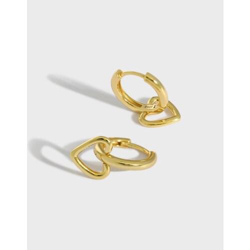 SHANICE 100% 925 Sterling Silver Hoop Earrings heart shaped lock earring safety pin design unique women girl jewelry new Party