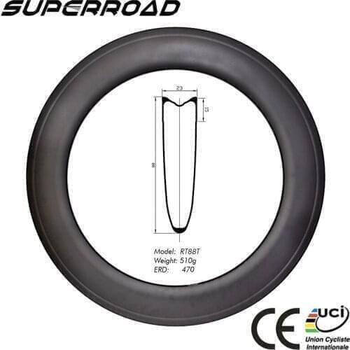Special Price 23mm Wide 88mm Deep Full Carbon Road Bike Tubular Disc Rims UD Matte In Stock 28H