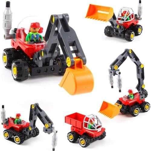 MEOA 42pcs Big Size Building Blocks City Series 5 In 1 Engineering Truck Sets Building Bricks Excavator Model Educational Toys