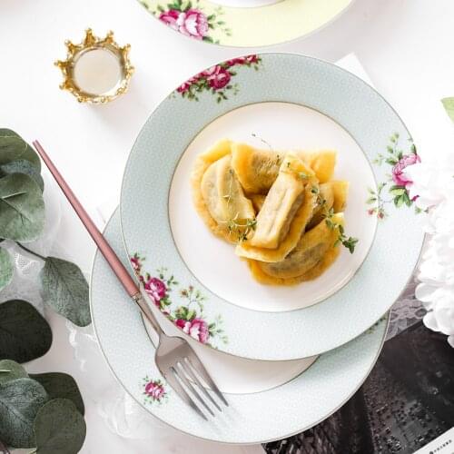 Dishes 8 inch English rose high quality bone china dinner plate