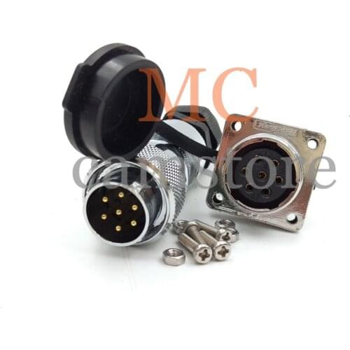 WS20, 7 pin Waterproof and dust-proof connector, (plug)Male and (socket)female connectors, LED power cable solder wire connector