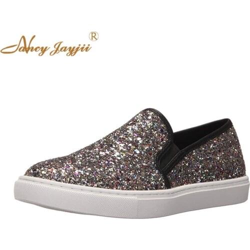Sequined Cloth Women Ladies Flats Shoes Solid Slip-On Round Toe Basic Party Fashion Leisure Elegant Mature Nancyjayjii 2019