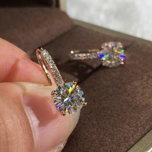 2021 new fashion halo rose gold silver color earings for women lady anniversary gift jewelry wholesale christmas E5612