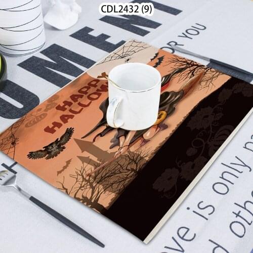 1 Piece Halloween Pattern Holiday Printed Napkin Cloth Home Decoration Table Mat Cloth Tea Towel Coaster 42*32 Servilletas Tela