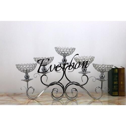 10pcs/lot Romantic crystal 5 head Candle holders/Crystal candle sticker Luxury Centerpiece wedding candelabra candelabrum