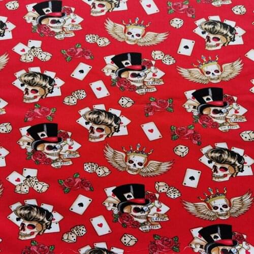 Skull Flowers 100% Cotton Fabric for Girl Clothes Hometextile Cushion Cover Curtain DIY 105cm Width-BL118