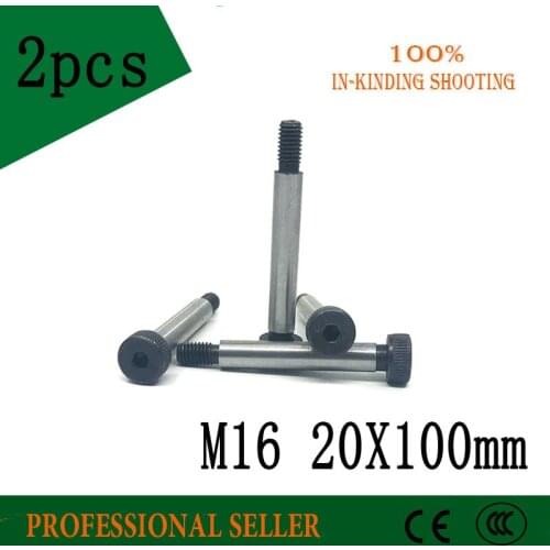 2 Pieces M16 Threaded 20*100mm 12.9 Grade Alloy Steel Hexagon Socket Head Shoulder Screw Bolt