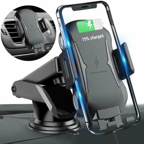 2-in-1 Car Wireless Charger Holder Dashboard Mount Automatic Clamping Stand For Phone High Quality Charger Holder Bracket