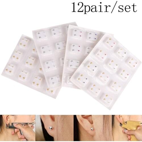 24Pcs Medical Earrings Piercing Tool Ear Stud Surgical Steel Earrings Women