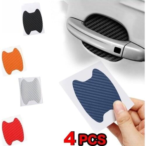 4 Pcs Universal Carbon Fiber Auto Car Door Handle Stickers Scratches Resistant Cover Auto Handle Protection Film Car Stickers