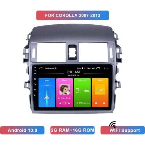 9 Inch Android 10 HD Car MP5 Player Stereo Radio 2+16GB Wifi Bluetooth GPS Navigation for Toyota Corolla 2007-2013