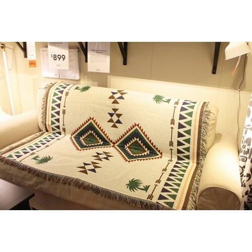 Pure cotton Nordic Retro loft nostalgia carpet thin blanket Navajo blanket bed cover living room Tablecloth Felts tapestry