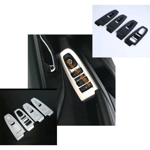 For SUBARU XV 2018 2019 2020 Car ABS Chrome/Carbon Fibre Door Window Glass Panel Armrest Lift Switch Button Trim Frame