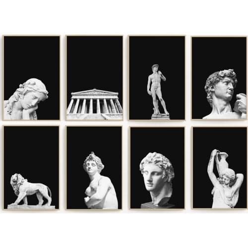 Ancient Greece Gallery Wall Art Prints |Statues Busts Greek gods | Beige statues busts | Aphrodite Greek Style Canvas prints