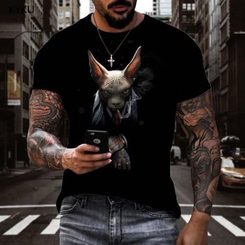 3d Tshirt Animal T shirt Men Smokes Tshirts Casual Rock Tshirt Printed Black T-shirts 3d Short Sleeve Punk Rock Casual Tops Slim