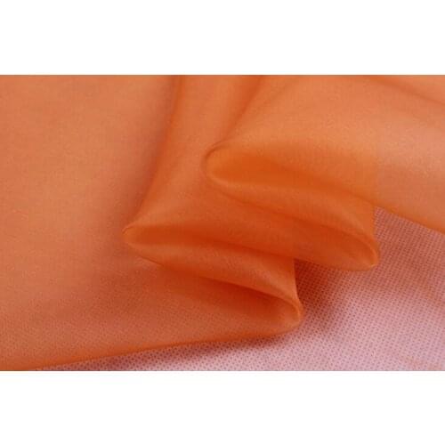 Howmay 100% pure silk fabric organza 6m/m 140cm 45" orange 52# solid color for costume decoration curtain