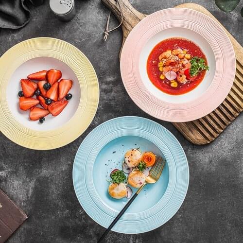 Nordic Art Ceramic Straw Hat Western Ramen Plate Hotel Restaurant Kitchen Tableware French Spaghetti Salad Sashimi Dessert Plate