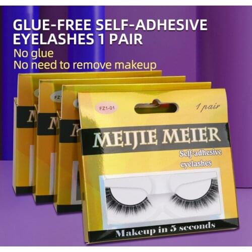 Glue Free Self Adhesive Eyelashes Reusable Self-Adhesive Natural Curly Eyelashes 3D Mink False Lashes Extension Makeup Tools