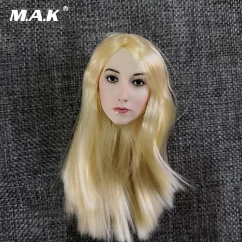 1/6 Scale Woman Girl Head Sculpt Asian Pale Skin Light Long Hair Head Carved for 12" Action Figure Toy