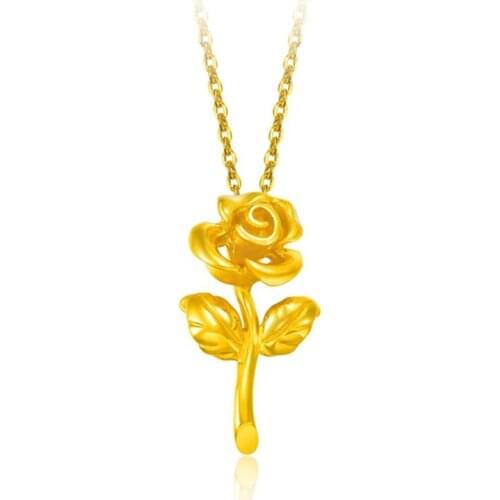 Trendy Gold Rose Flower Pendant Necklace For Girls Valentines Day Gift Fashion Lady Silver Plated Chain Clavicle Necklaces Lady