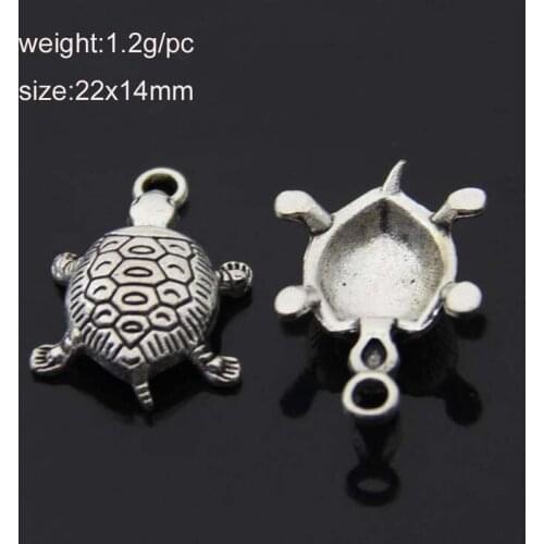 Fashion Antique Silver Mini Turtle Pendant Charm (22x14mm) Fit For Charm Bracelet