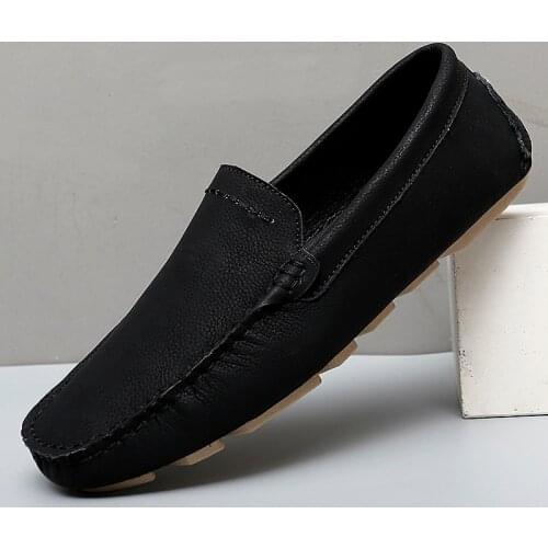 Mens Shoes Breathable Genuine Leather Shoes Men Casual Shoes Loafers Fashion Handmade Driving Shoes Slip-On Soft Moccasins