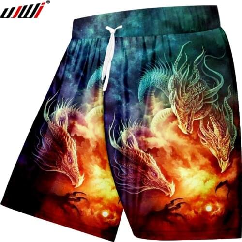 UJWI Mens Casual Shorts Summer Cool Print Dragon Clouds 3D Boardshorts Man Hip Hop Workout Exercise Boxers Trousers Dropship