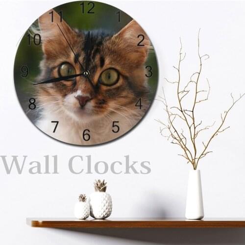 Cute Cats Animal 25CM Wall-Clocks Decor Numeral Digital Dial Mute Silent Digital Clocks Battery Operated Kitchen Wall Clocks