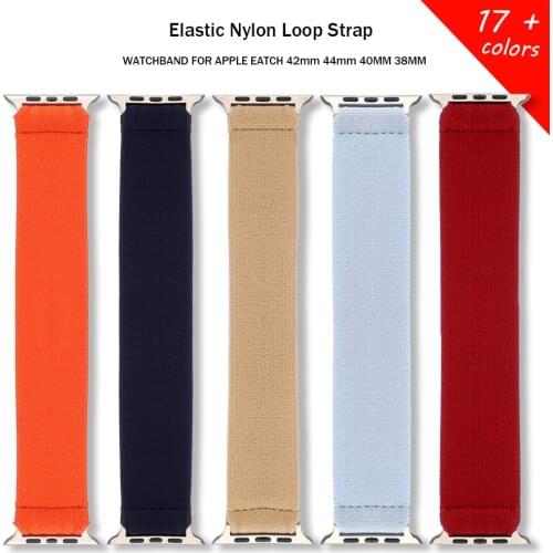 Solo Elastic Nylon Loop Strap 38mm 40mm 17 color Watchband for Apple Watch 42mm 44mm for iwatch 65/4/3 2 Man Women Watch bracele