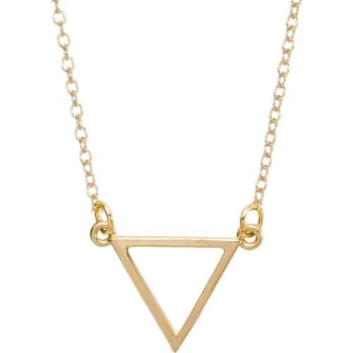 New Simple Triangle Necklace Tiny Geometric Shape Necklaces for Women Long Chain Necklace Party Birthday Jewelry -N068