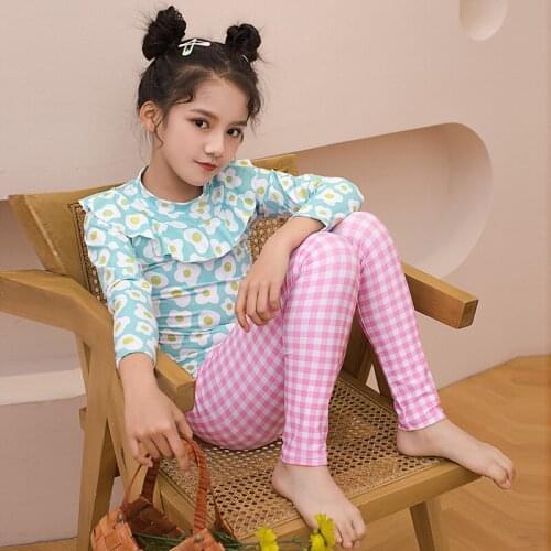 New Floral Baby Girl Swimsuit Long Sleeve Trousers Sun Protection Kids Girls Swimwear Children Swimming Suit Two Piece Beachwear