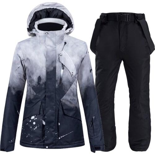 New Thick Warm Ski Suit for Men Women Winter Windproof Waterproof Skiing and Snowboarding Jacket Pants Suit Male Plus Size