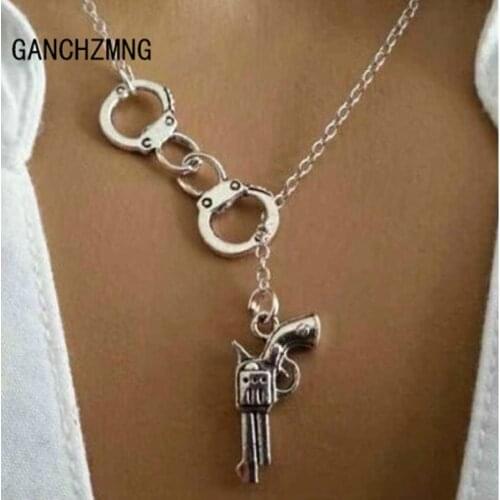 Handcuff and Gun Lariat Necklace Fifty Shades of Grey Pendant Necklace