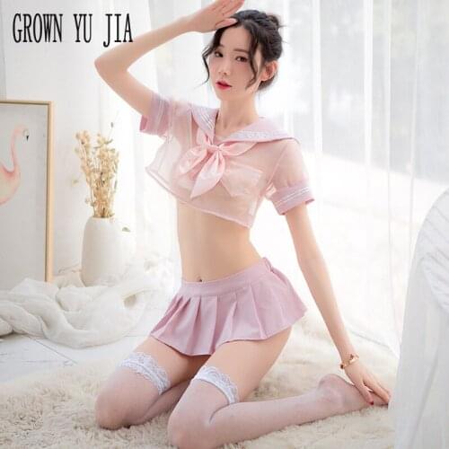 Sexy School Uniform Cosplay Costume Porno Deguisement Ecoliere Mesh Yarn Erotic Students Uniform Colegiala Sexy Lingerie Skirt