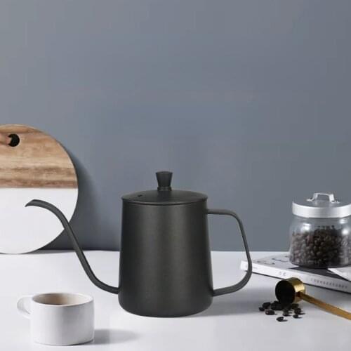 Hand-made Coffee Hanging Ear Pot Filter Cup Narrow Mouth Coffee Appliance Stainless Steel Household Long-mouth Kettle with Lid